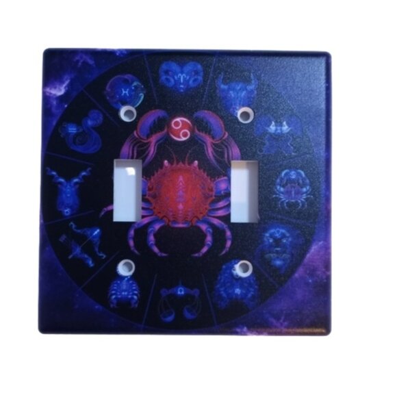 Double Toggle Receptacle Outlet Wall Plate Crab Cancer Horoscope Light Switch - Picture 1 of 4